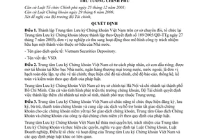 Quyết định 171/2008/QĐ-TTg thành lập Trung tâm lưu ký chứng khoán Việt Nam