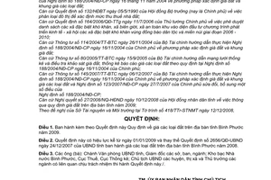 Quyết định 80/2008/QĐ-UBND giá đất trên địa bàn tỉnh Bình Phước năm 2009