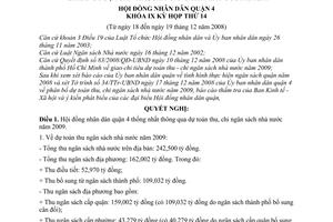 Nghị quyết 49/2008/NQ-HĐND phân bổ dự toán thu, chi ngân sách nhà nước năm 2009 quận 4