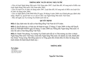 Quyết định 3161/QĐ-NHNN mức lãi suất cơ bản bằng đồng Việt Nam