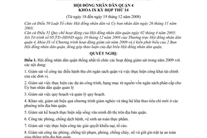 Nghị quyết 51/2008/NQ-HĐND chương trình hoạt động giám sát năm 2009 quận 4