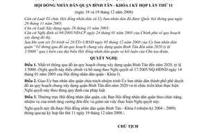 Nghị quyết 80/2008/NQ-HĐND đồ án quy hoạch chung xây dựng quận Bình Tân đến năm 2020