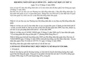 Nghị quyết 81/2008/NQ-HĐND nhiệm vụ kinh tế - xã hội quận Bình Tân năm 2009