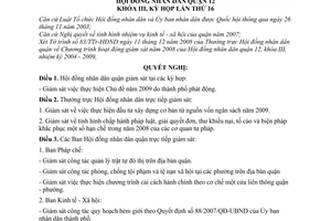 Nghị quyết 09/2008/NQ-HĐND chương trình hoạt động giám sát năm 2009 quận 12