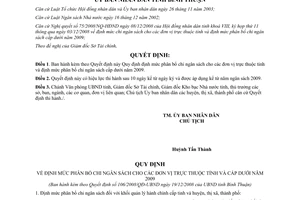 Quyết định 106/2008/QĐ-UBND phân bổ chi ngân sách đơn vị trực thuộc tỉnh cấp dưới 2009 Bình Thuận