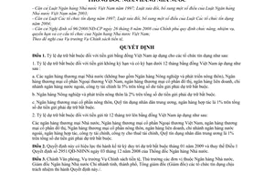 Quyết định 3158/QĐ-NHNN điều chỉnh tỷ lệ dự trữ bắt buộc tiền gửi bằng đồng Việt Nam của các Tổ chức tín dụng