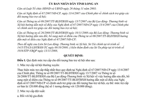 Quyết định 73/2008/QĐ-UBND trợ cấp đột xuất tỉnh Long An