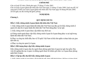 Nghị định 130/2008/NĐ-CP giấy chứng minh sĩ quan quân đội nhân dân Việt Nam