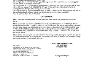 Quyết định 46/2008/QĐ-UBND Quy định Bảng giá các loại đất trên địa bàn tỉnh An Giang
