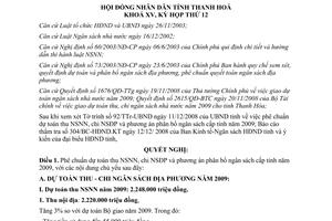 Nghị quyết 108/2008/NQ-HĐND phê chuẩn dự toán thu ngân sách nhà nước