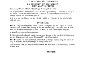 Nghị quyết 250/2008/NQ-HĐND hỗ trợ Ủy viên Thường trực Mặt trận Tổ quốc Nghệ An