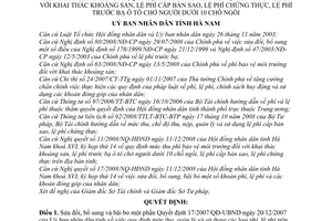 Quyết định 26/2008/QĐ-UBND sửa đổi, bãi bỏ khoản phí