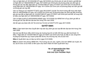 Quyết định 29/2008/QĐ-UBND giá đất trên địa bàn tỉnh Hưng Yên năm 2009