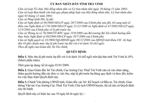 Quyết định 24/2008/QĐ-UBND  mức thu lệ phí trước bạ ô tô dưới 10 chỗ