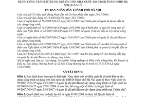 Quyết định 54/2008/QĐ-UBND Quy định điều quản lý chi phí đầu tư xây dựng công trình sử dụng vốn nhà nước