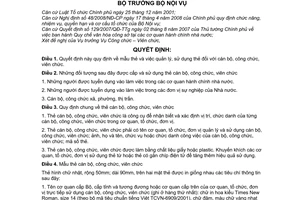 Quyết định 06/2008/QĐ-BNV quy định mẫu thẻ và việc quản lý, sử dụng thẻ đối với cán bộ, công chức, viên chức