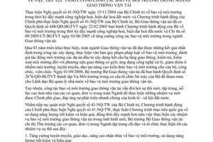 Chỉ thị 14/2008/CT-BGTVT tiếp tục tăng cường công tác bảo vệ môi trường ngành giao thông vận tải