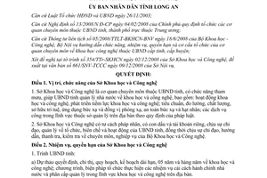 Quyết định 74/2008/QĐ-UBND chức năng cơ cấu tổ chức Sở Khoa học và Công nghệ Long An