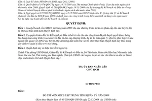 Quyết định 40/2008/QĐ-UBND giao kế hoạch vốn xây dựng cơ bản tập trung năm 2009