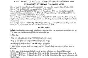 Quyết định 96/2008/QĐ-UBND mức thu lệ phí cấp giấy phép lao động cho người nước ngoài làm việc tại TPHCM