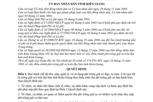 Quyết định 42/2008/QĐ-UBND chế độ thu, nộp, quản lý sử dụng phí trông giữ xe đạp, xe máy, ô tô trên địa bàn tỉnh Kiên Giang