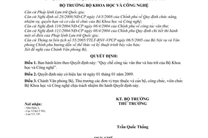 Quyết định 2825/QĐ-BKHCN quy chế công tác văn thư và lưu trữ