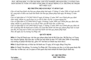 Quyết định 69/2008/QĐ-BGDĐT công bố Danh mục văn bản quy phạm pháp luật