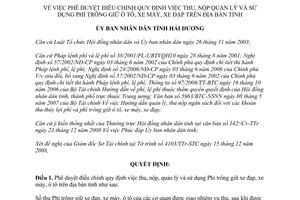 Quyết định 63/2008/QĐ-UBND phê duyệt điều chỉnh thu nộp quản lý sử dụng Phí trông giữ xe