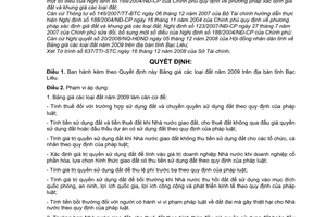 Quyết định 34/2008/QĐ-UBND bảng giá đất năm 2009