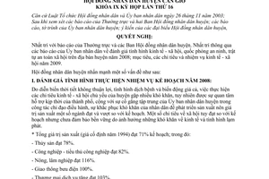 Nghị quyết 09/2008/NQ-HĐND nhiệm vụ kinh tế - xã hội năm 2009 huyện Cần Giờ