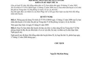 Nghị quyết 13/2008/NQ-HĐND thu phí tại trung tâm y tế dự phòng và trạm y tế các xã, thị trấn huyện Cần Giờ