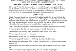 Nghị quyết 14/2008/NQ-HĐND kết quả hoạt động năm 2008 và chương trình công tác của Hội đồng nhân dân huyện Cần Giờ năm 2009