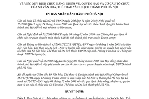 Quyết định 59/2008/QĐ-UBND quy định chức năng nhiệm vụ quyền hạn cơ cấu tổ chức