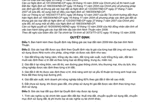 Quyết định 376/2008/QĐ-UBND quy định giá các loại đất trên địa bàn tỉnh Ninh Thuận