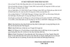 Quyết định 71/2008/QÐ-UBND phát ngôn cung cấp thông tin báo chí Thái Nguyên