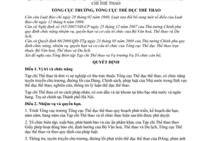 Quyết định 524/QĐ-TCTDTT quy định chức năng, nhiệm vụ, quyền hạn và cơ cấu tổ chức của Tạp chí Thể thao