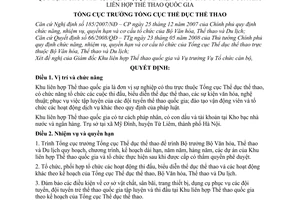 Quyết định 533/QĐ-TCTDTT quy định chức năng, nhiệm vụ, quyền hạn và cơ cấu tổ chức của Khu liên hợp thể thao quốc gia