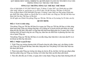 Quyết định 519/QĐ-TCTDTT quy định chức năng, nhiệm vụ, quyền hạn và cơ cấu tổ chức của Văn phòng Tổng cục Thể dục thể thao