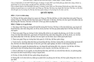 Quyết định 516/QĐ-TCTDTT quy định chức năng, nhiệm vụ, quyền hạn và cơ cấu tổ chức của Vụ Thể dục thể thao quần chúng