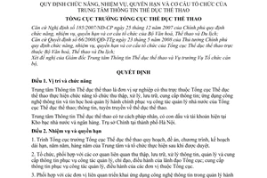 Quyết định 529/QĐ-TCTDTT quy định chức năng, nhiệm vụ, quyền hạn và cơ cấu tổ chức của Trung tâm Thông tin Thể dục thể thao