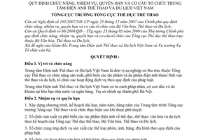 Quyết định 531/QĐ-TCTDTT quy định chức năng, nhiệm vụ, quyền hạn và cơ cấu tổ chức Trung tâm Điện ảnh Thể thao và Du lịch Việt Nam