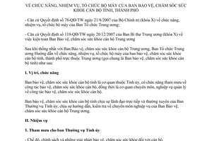 Hướng dẫn 23-HD/BTCTW 2008 nhiệm vụ tổ chức Ban Bảo vệ chăm sóc sức khỏe cán bộ cấp tỉnh