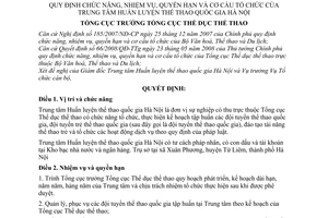 Quyết định 525/QĐ-TCTDTT quy định chức năng, nhiệm vụ, quyền hạn và cơ cấu tổ chức của Trung tâm huấn luyện thể thao quốc gia Hà Nội