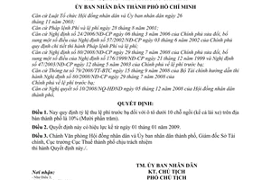 Quyết định 91/2008/QĐ-UBND mức thu lệ phí trước bạ ô tô dưới 10 chỗ ngồi trên địa bàn thành phố Hồ Chí Minh