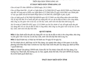 Quyết định 76/2008/QĐ-UBND miễn thu phí xây dựng nhà ở công nhân nhà công vụ Long An