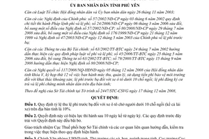 Quyết định 2186/2008/QĐ-UBND thu lệ phí trước bạ xe ô tô dưới 10 chỗ ngồi Phú Yên