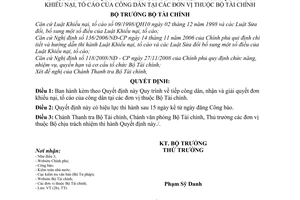 Quyết định 122/2008/QĐ-BTC Quy trình về tiếp công dân, nhận và giải quyết đơn khiếu nại, tố cáo của công dân tại các đơn vị thuộc Bộ Tài chính