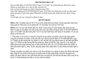 Quyết định 40/2008/QĐ-BYT phân cấp quản lý nhà nước về mỹ phẩm đối với mỹ phẩm sản xuất tại Việt Nam