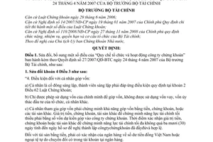 Quyết định 126/2008/QĐ-BTC d bổ sung “Quy chế tổ chức và hoạt động công ty chứng khoán” kèm theo QĐ 27/2007/QĐ-BTC