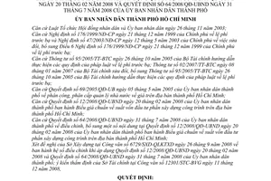 Quyết định 92/2008/QĐ-UBND hệ số điều chỉnh khi áp dụng Quyết định 12/2008/QĐ-UBND và  64/2008/QĐ-UBND